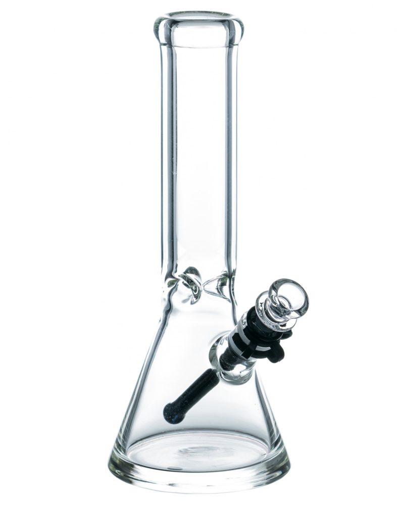 Black 12" Thick Glass Beaker Bong with Colored Downstem