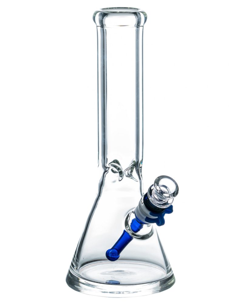 12" Thick Glass Beaker Bong with Colored Downstem