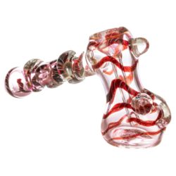 Red Hammer Style Bubbler with Glass Drop Accents