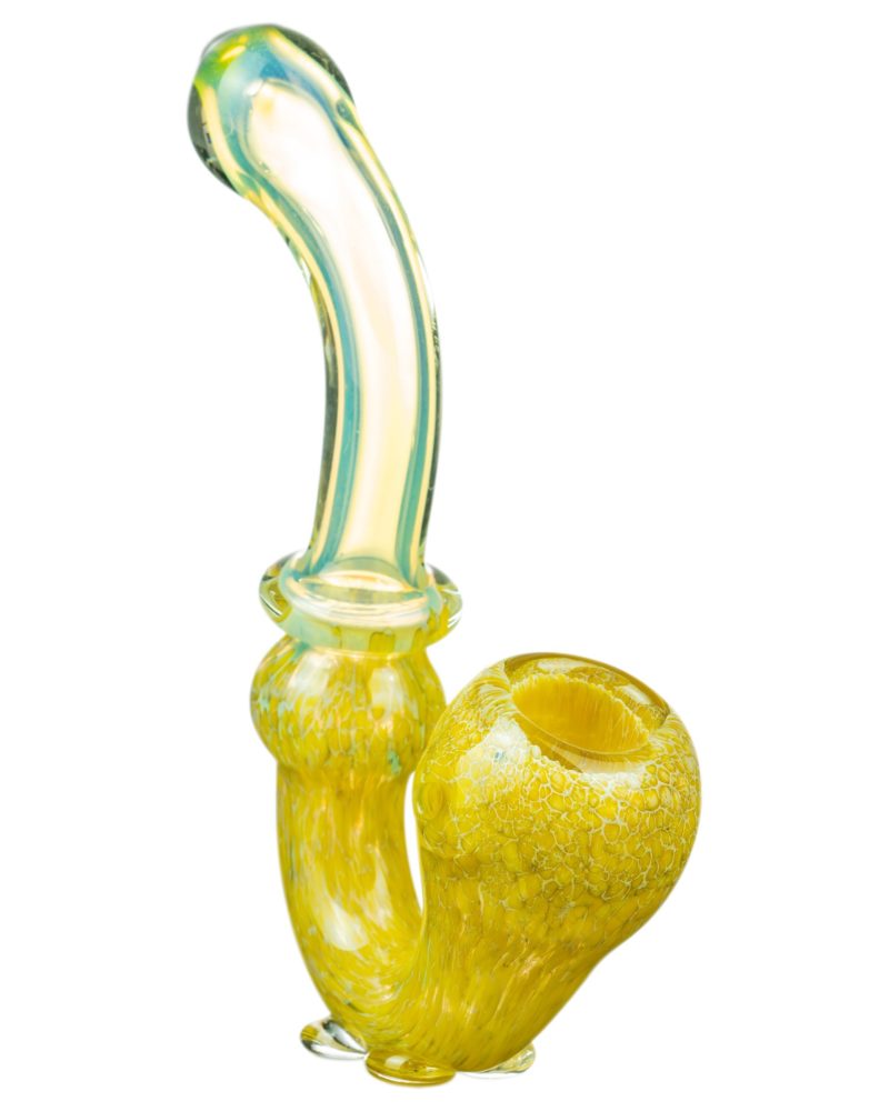 Standing Colored Glass Sherlock Pipe in Yellow