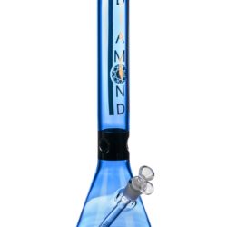 Diamond Glass 15" Black Collared Beaker Bong Blue