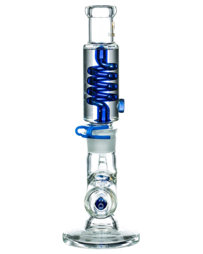 Blue Accented Glycerin Coil w/ Colored Inline Perc Bong