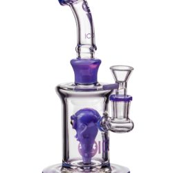 Diamond Glass Alien Head Perc Bong in Purple