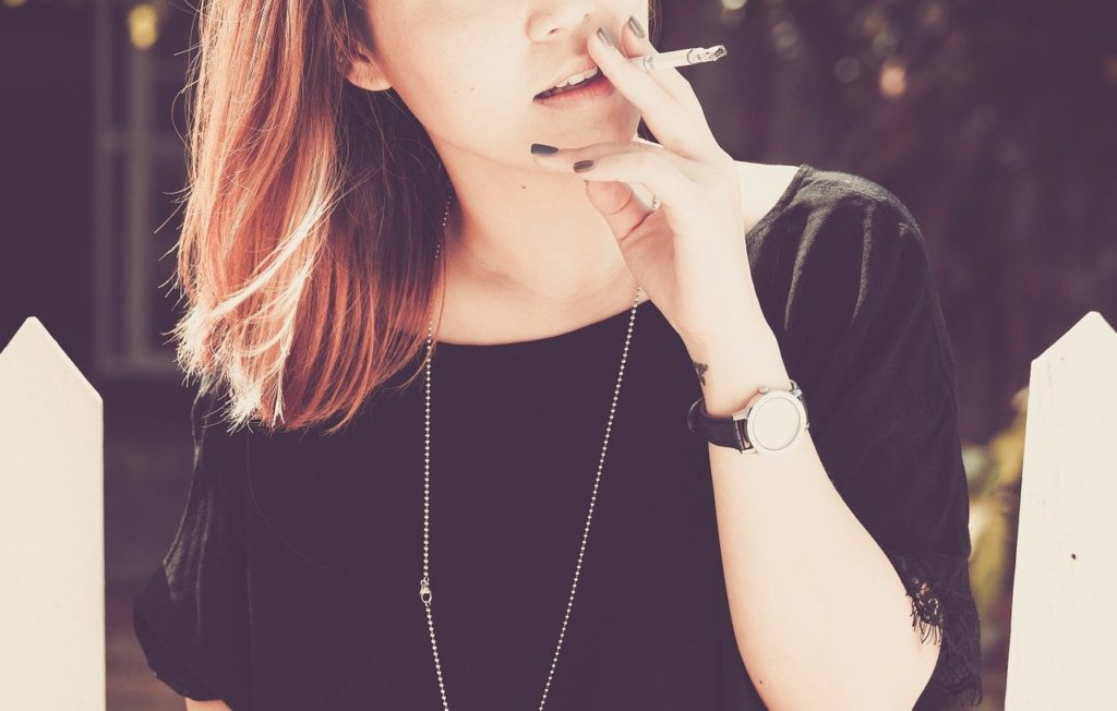 Person Young Woman Smoking Cigarette Adult